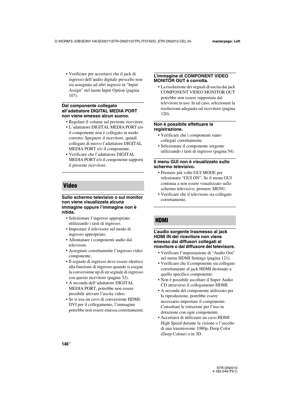 Video hdmi | Sony STR-DN2010 User Manual | Page 146 / 328