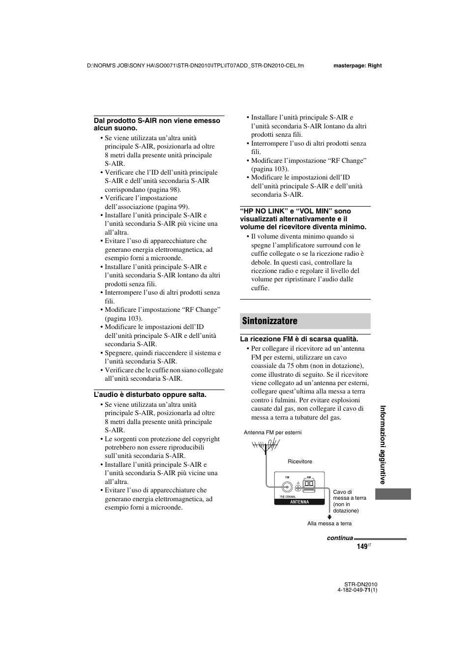 Sintonizzatore | Sony STR-DN2010 User Manual | Page 149 / 328