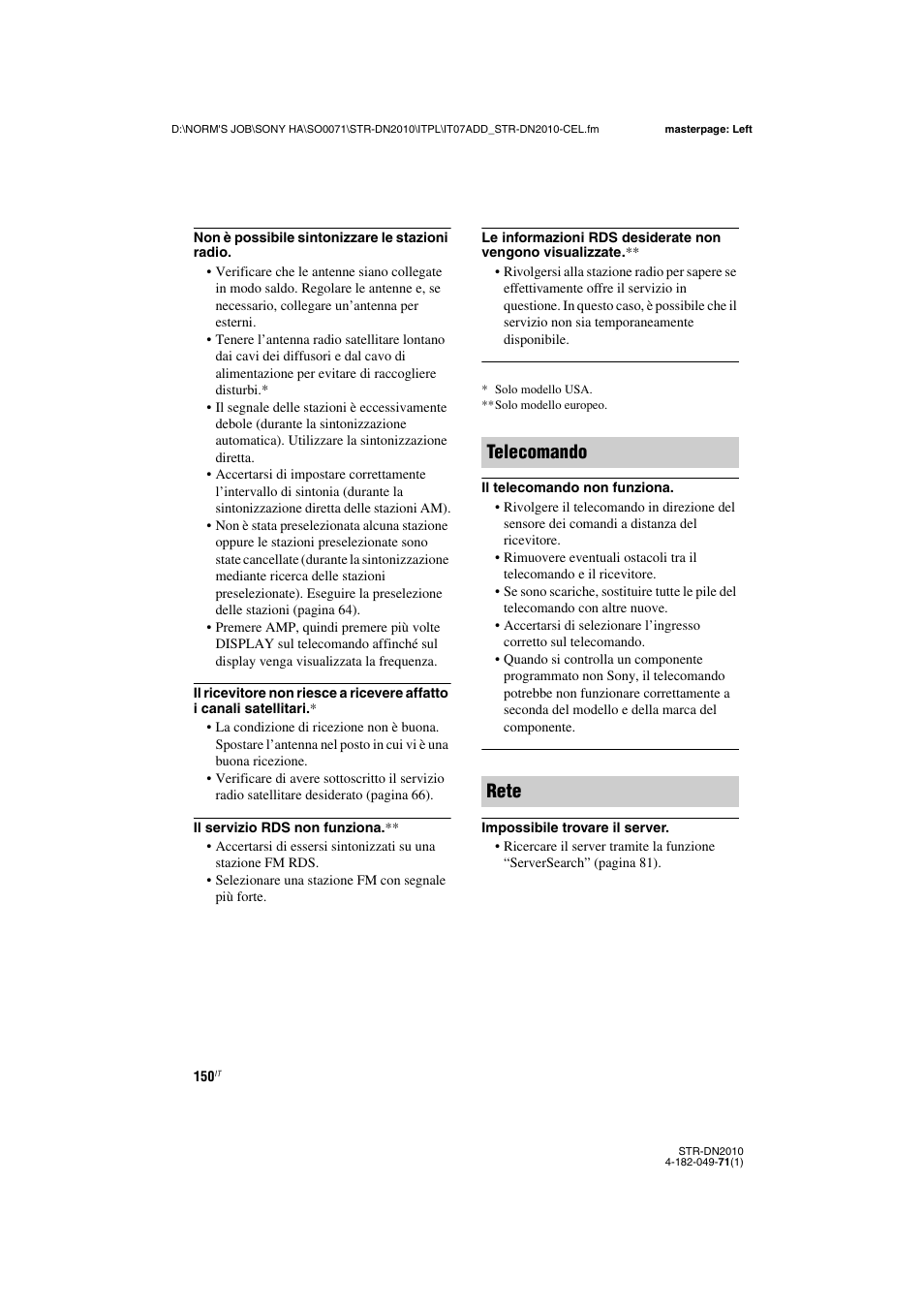 Telecomando rete | Sony STR-DN2010 User Manual | Page 150 / 328