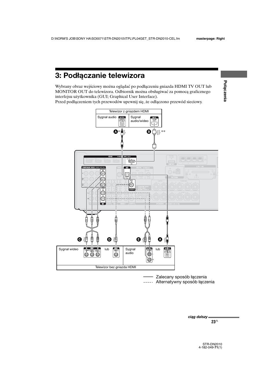 Podłączanie telewizora, Rona 23, Ona 23, 29 | Sony STR-DN2010 User Manual | Page 181 / 328