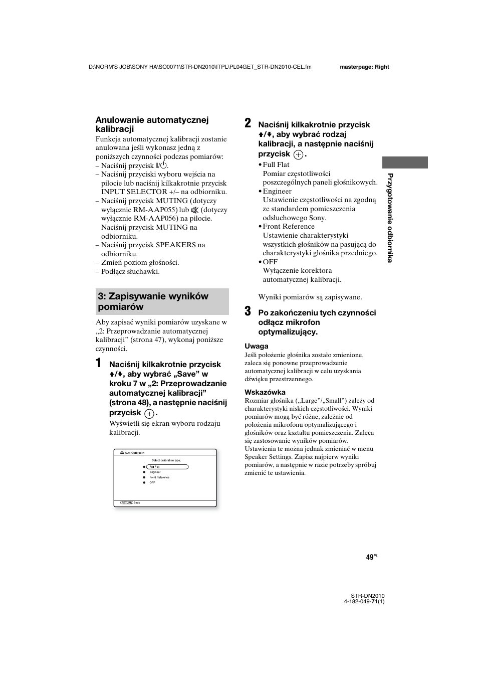 Zapisywanie wyników pomiarów | Sony STR-DN2010 User Manual | Page 207 / 328