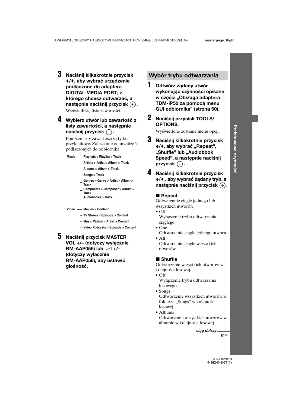 Wybór trybu odtwarzania | Sony STR-DN2010 User Manual | Page 219 / 328