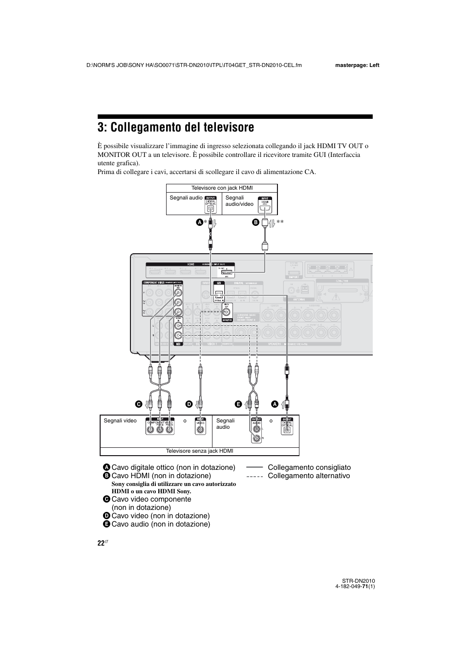 Collegamento del televisore, Agina 22, Ina 22 | Ina 22, 28, 29 | Sony STR-DN2010 User Manual | Page 22 / 328