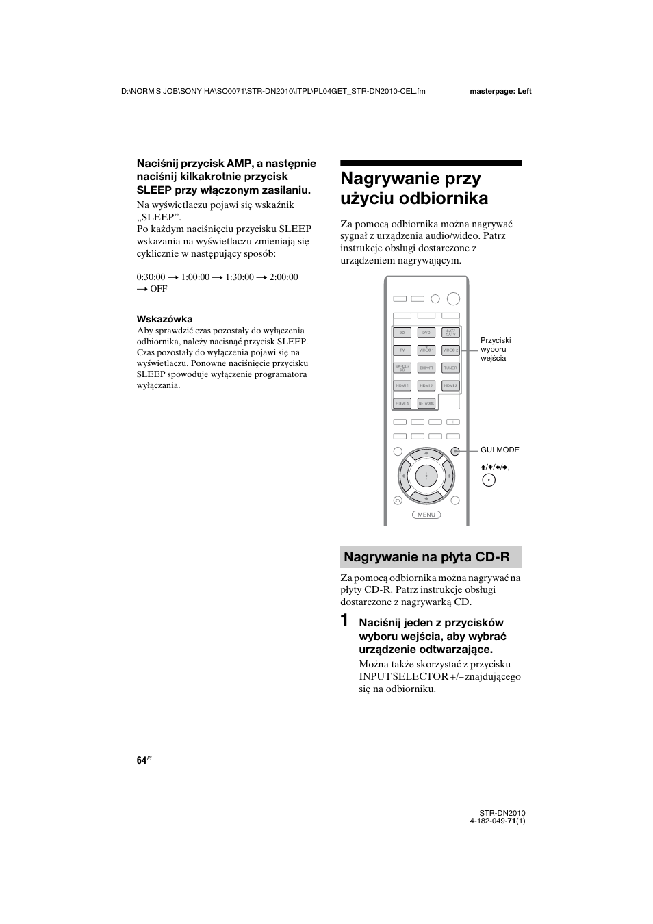 Nagrywanie przy użyciu odbiornika, Nagrywanie na płyta cd-r | Sony STR-DN2010 User Manual | Page 222 / 328