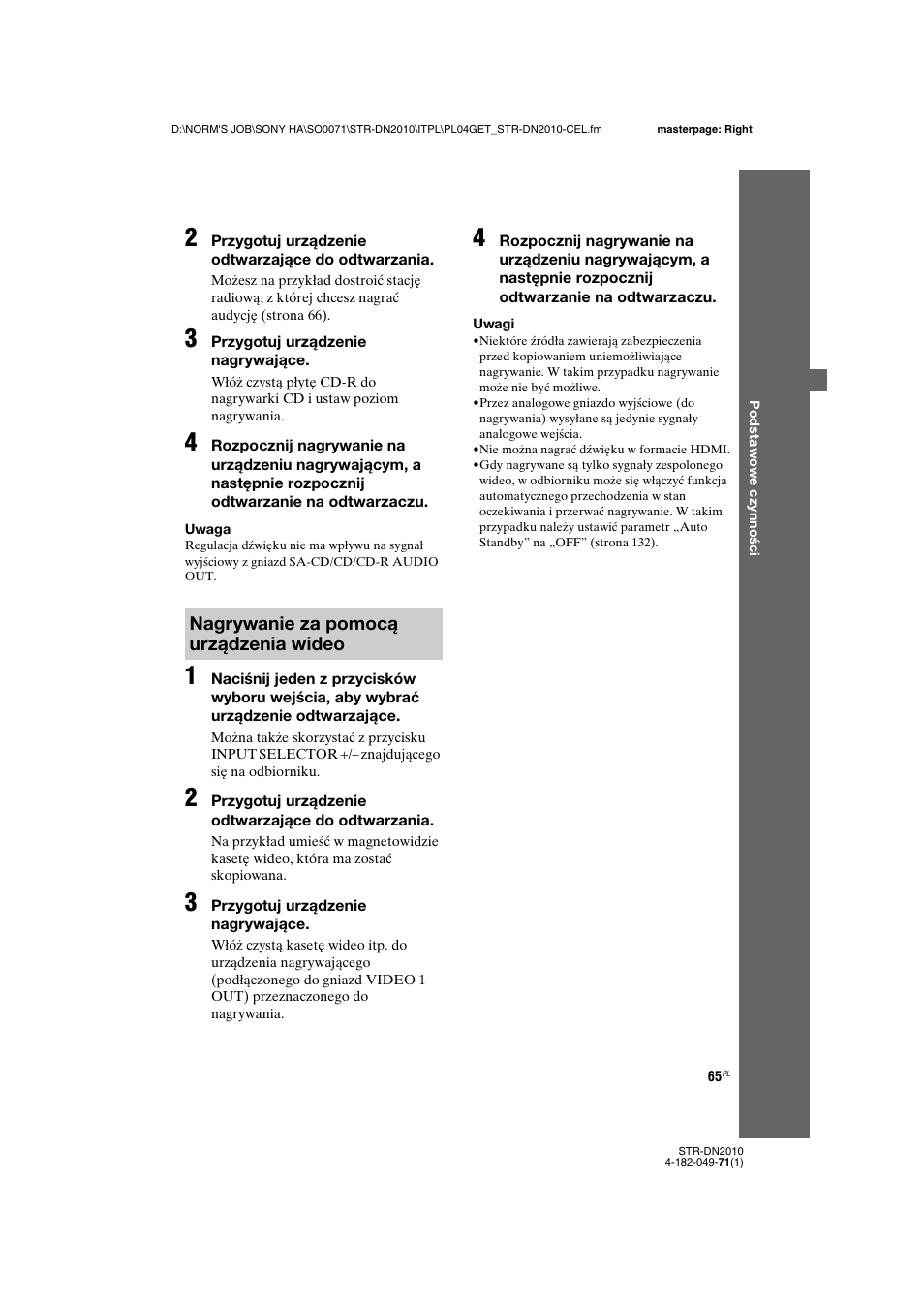 Nagrywanie za pomocą urządzenia wideo | Sony STR-DN2010 User Manual | Page 223 / 328