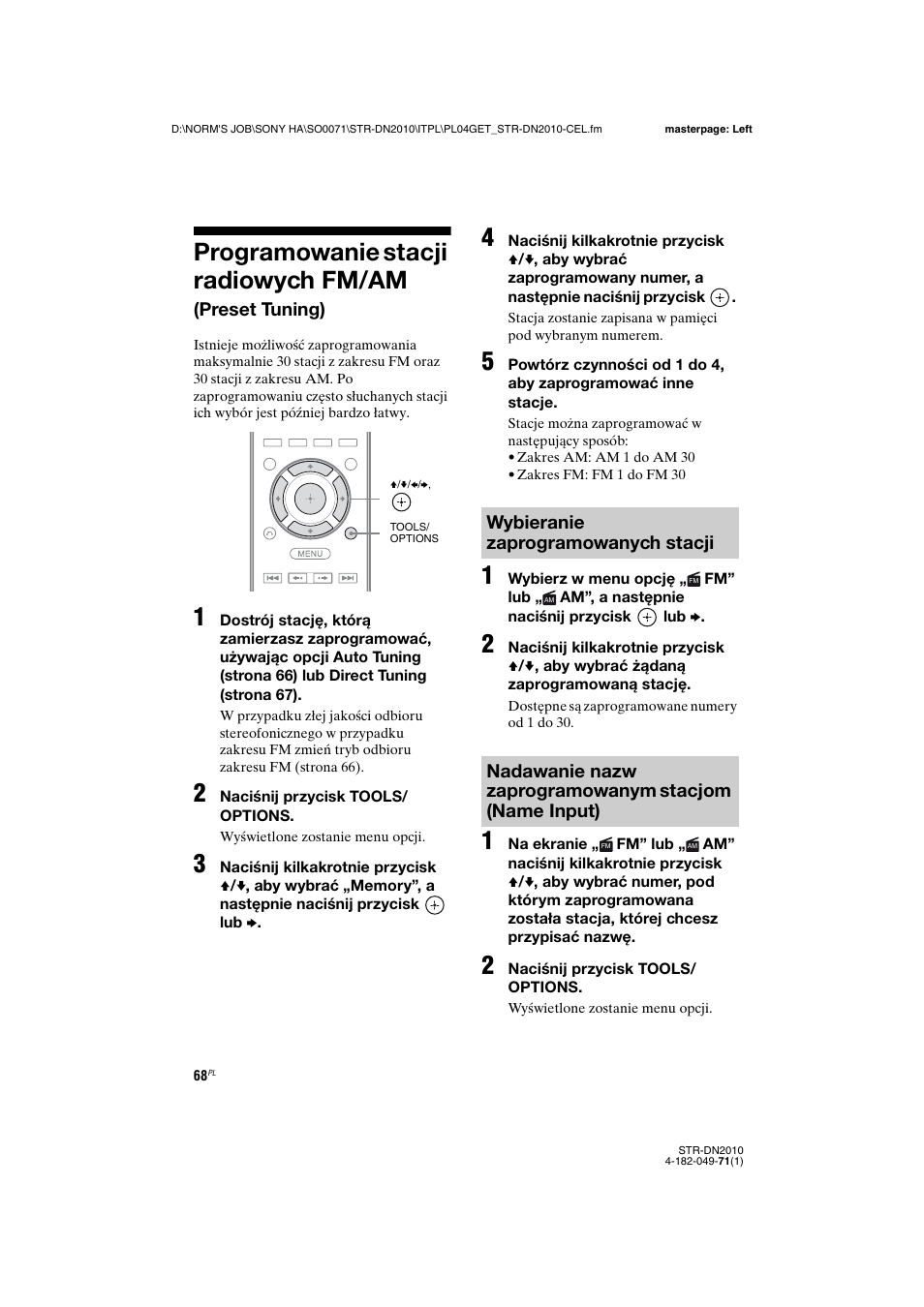 Programowanie stacji radiowych fm/am, Preset t uning) | Sony STR-DN2010 User Manual | Page 226 / 328