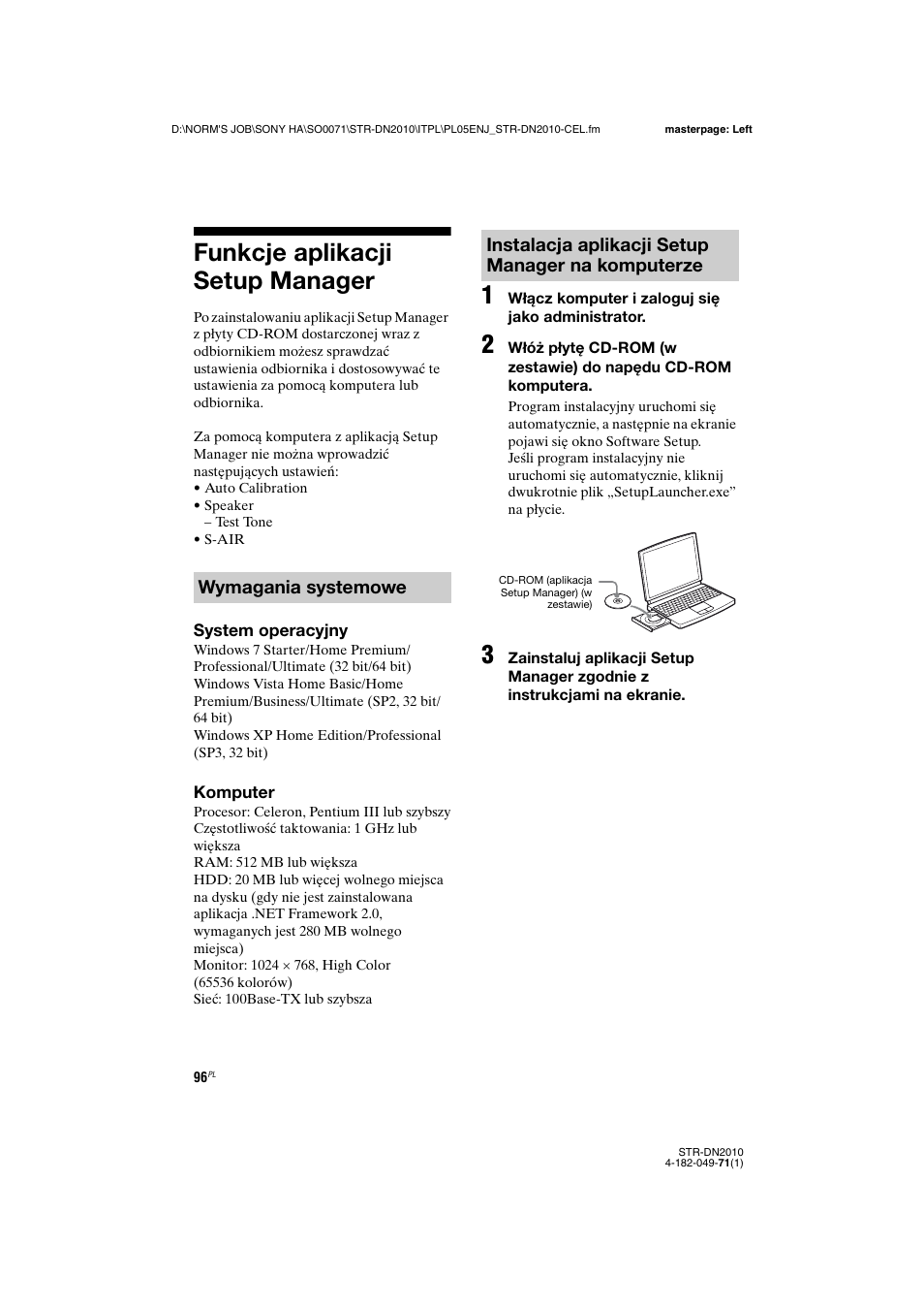 Funkcje aplikacji setup manager | Sony STR-DN2010 User Manual | Page 254 / 328