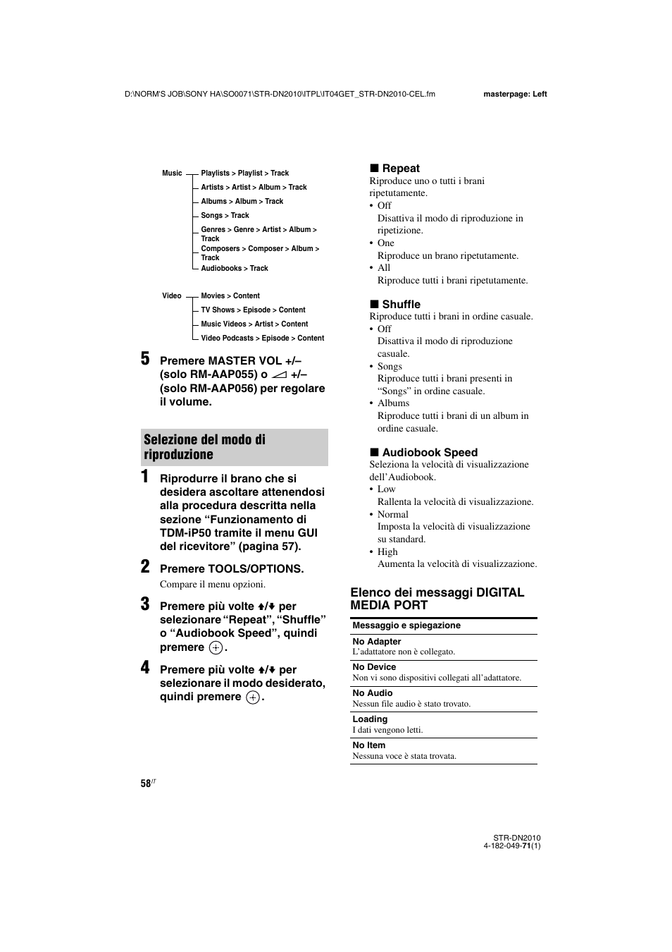 Selezione del modo di riproduzione | Sony STR-DN2010 User Manual | Page 58 / 328