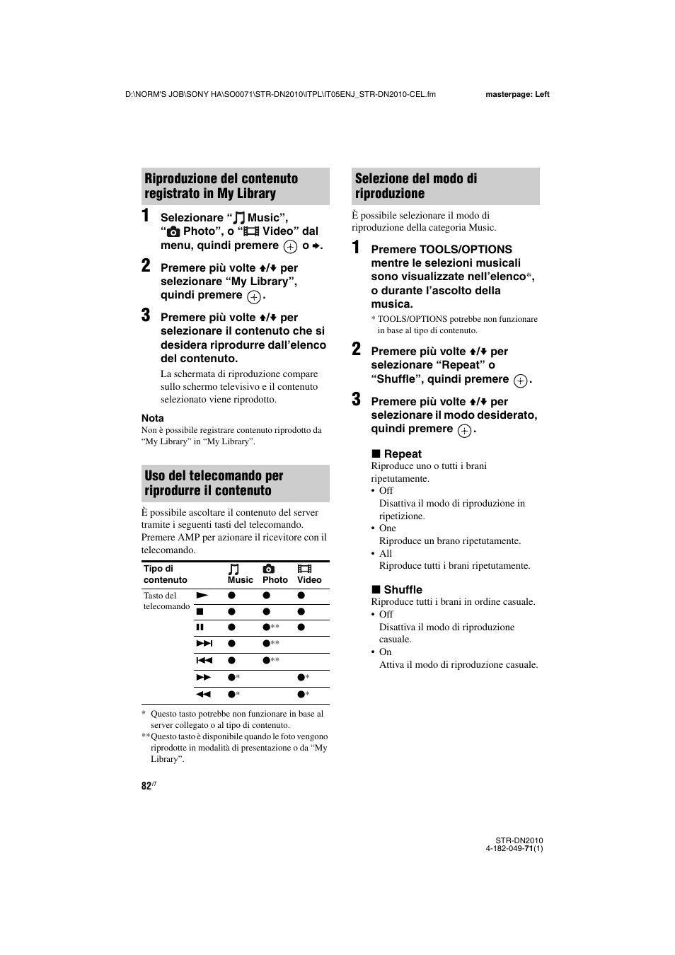 Selezione del modo di riproduzione | Sony STR-DN2010 User Manual | Page 82 / 328