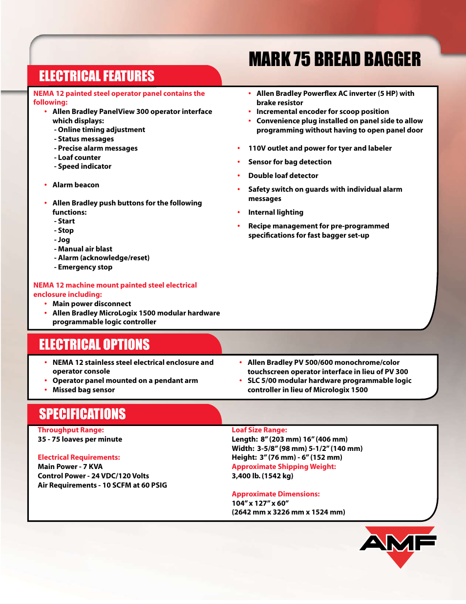 Mark 75 bread bagger | AMF Mark 75 User Manual | Page 3 / 4