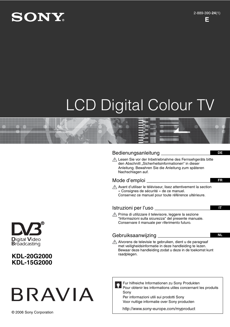 Sony KDL-15G2000 User Manual | 140 pages