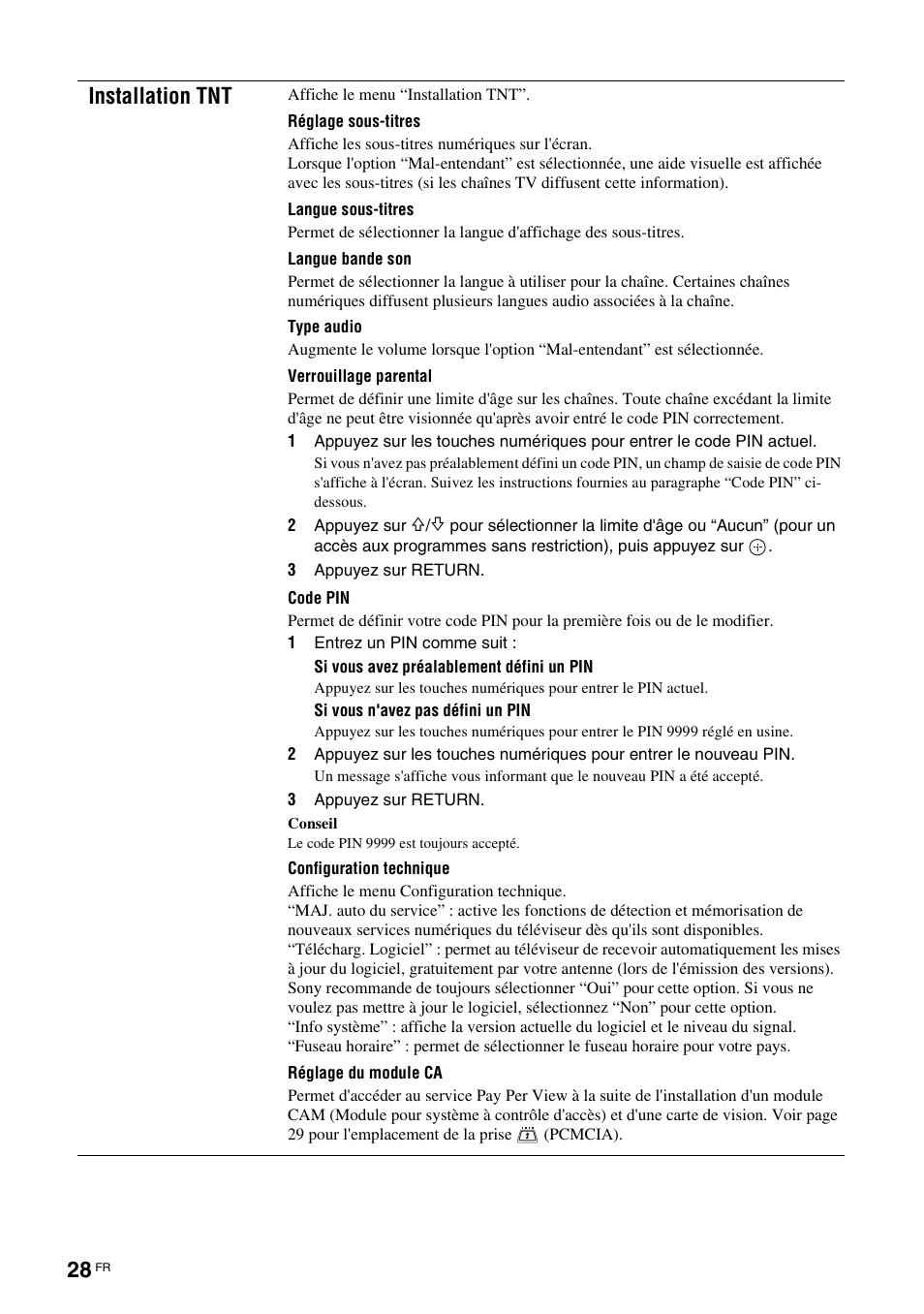 Installation tnt | Sony KDL-15G2000 User Manual | Page 62 / 140