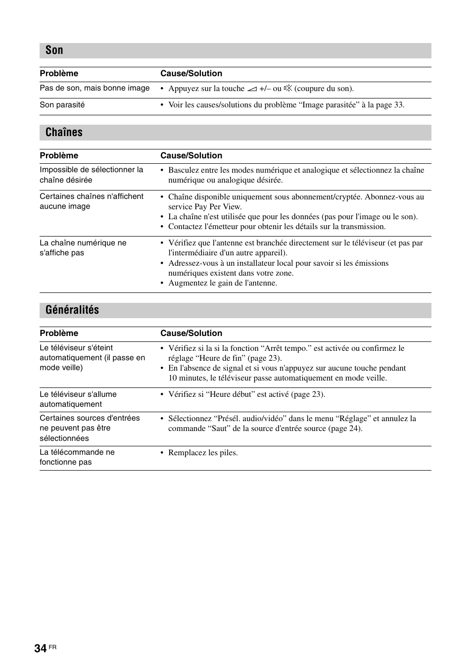 Chaînes, Généralités | Sony KDL-15G2000 User Manual | Page 68 / 140