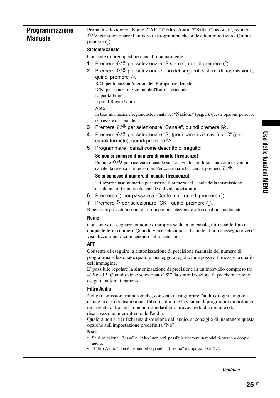 Programmazione manuale | Sony KDL-15G2000 User Manual | Page 93 / 140