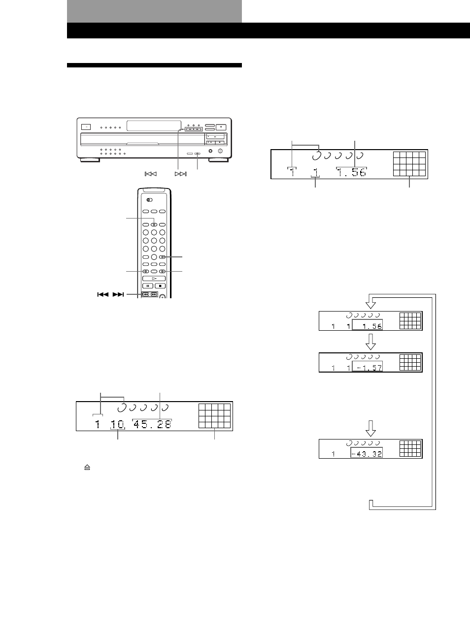 Uso del display, Riproduzione dei cd, Verifica del tempo residuo | Sony CDP-CA80ES User Manual | Page 52 / 112