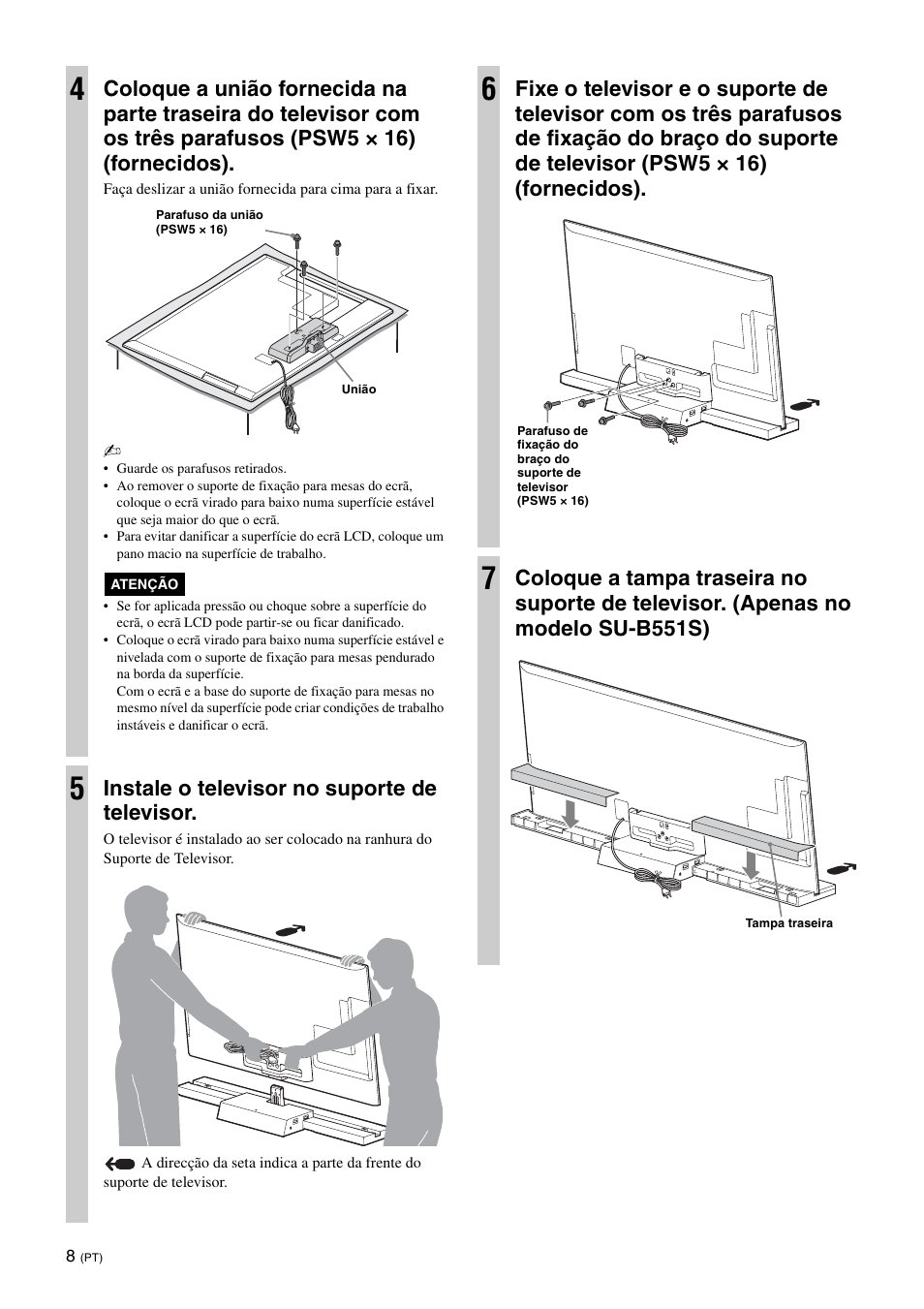 Instale o televisor no suporte de televisor | Sony SU-B461S User Manual | Page 104 / 255