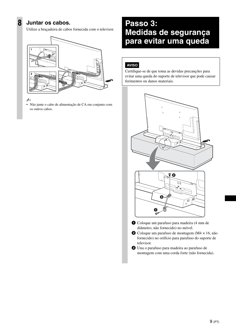 Juntar os cabos | Sony SU-B461S User Manual | Page 105 / 255