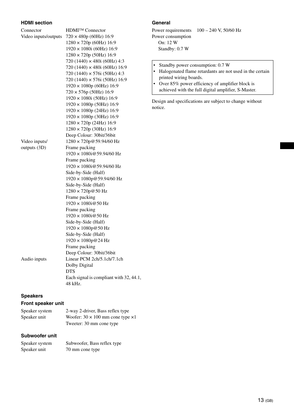 Sony SU-B461S User Manual | Page 13 / 255