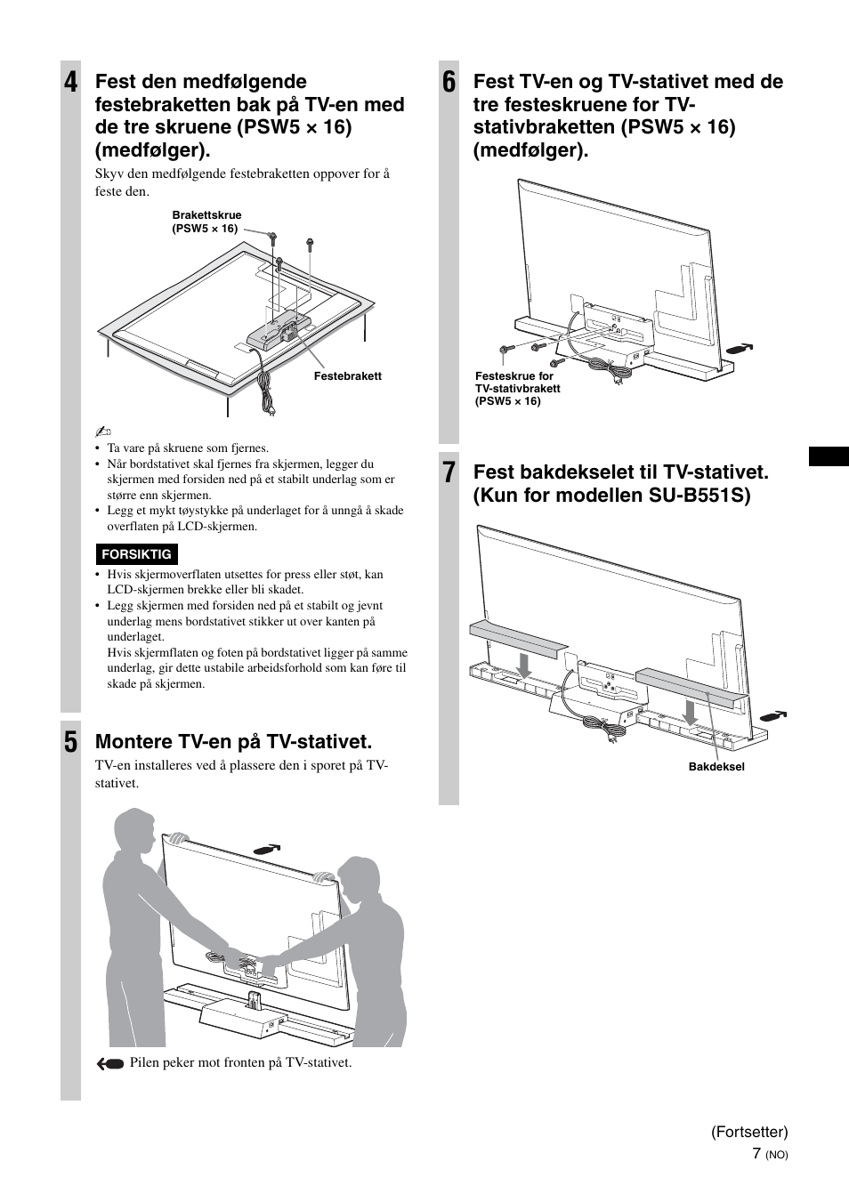 Montere tv-en på tv-stativet | Sony SU-B461S User Manual | Page 139 / 255