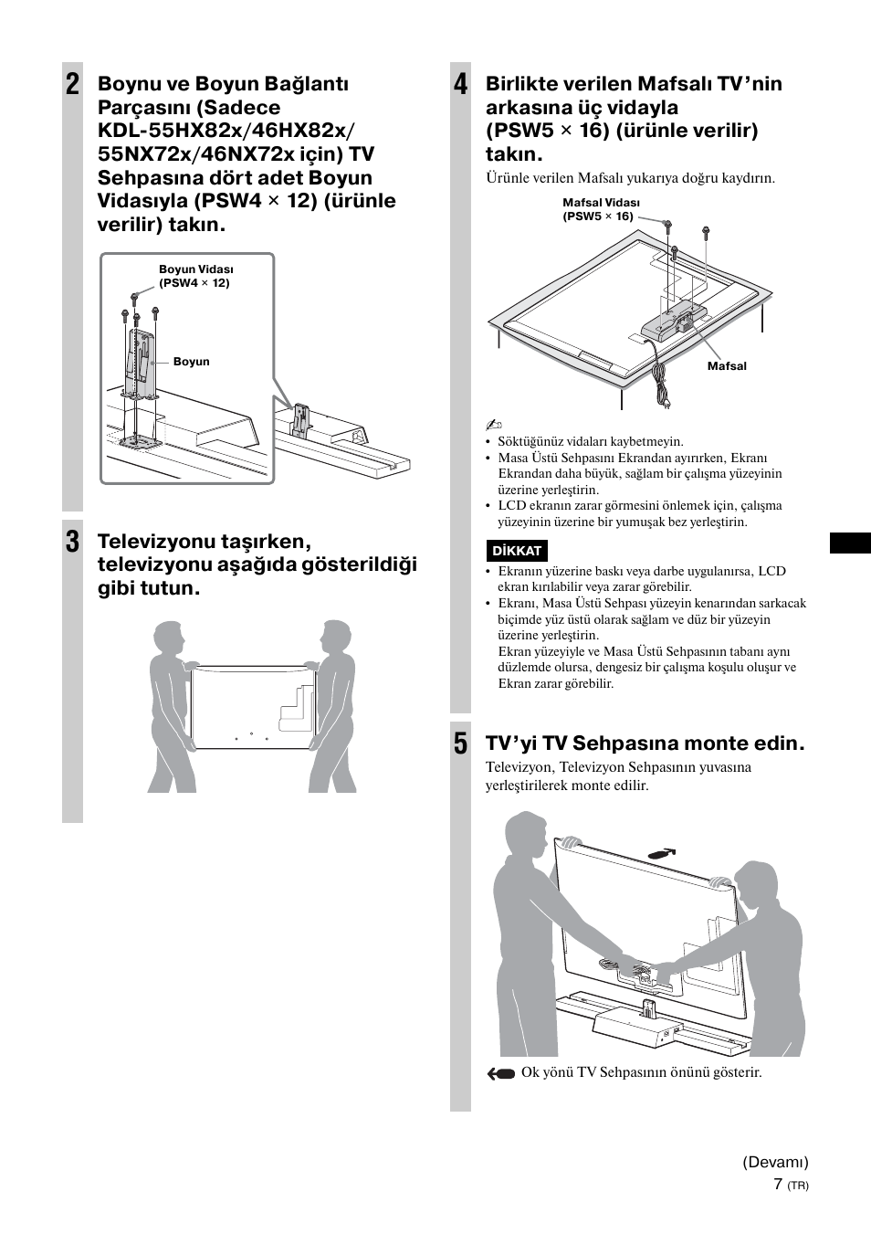 Tv’yi tv sehpasına monte edin | Sony SU-B461S User Manual | Page 165 / 255