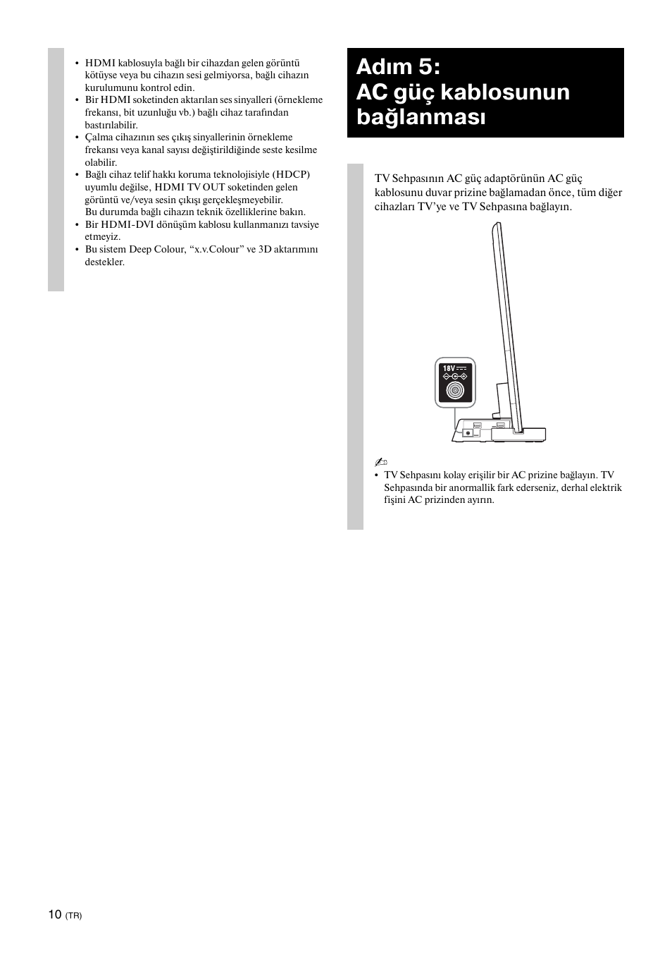 Adım 5: ac güç kablosunun bağlanması | Sony SU-B461S User Manual | Page 168 / 255