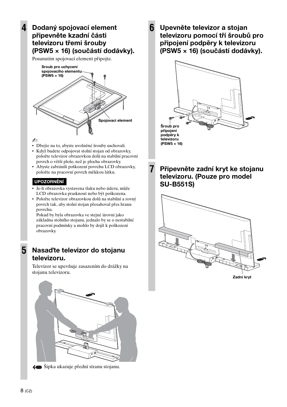 Nasaďte televizor do stojanu televizoru | Sony SU-B461S User Manual | Page 190 / 255