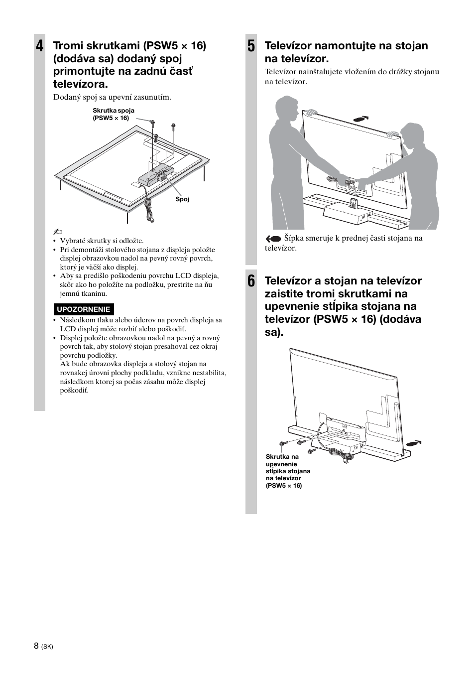 Televízor namontujte na stojan na televízor | Sony SU-B461S User Manual | Page 202 / 255