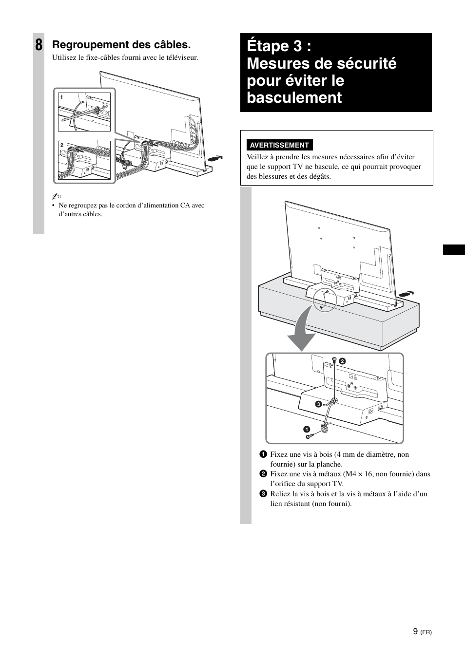 Regroupement des câbles | Sony SU-B461S User Manual | Page 21 / 255