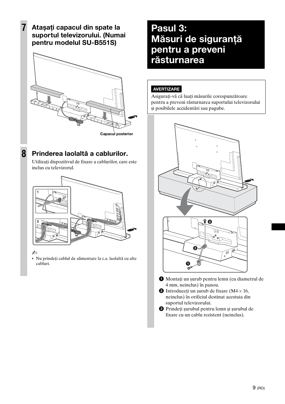 Prinderea laolaltă a cablurilor | Sony SU-B461S User Manual | Page 215 / 255