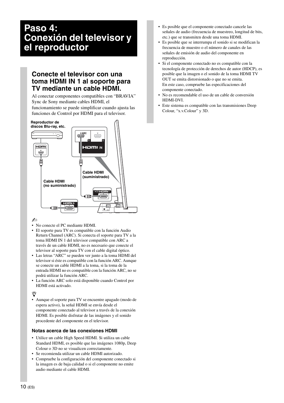 Paso 4: conexión del televisor y el reproductor | Sony SU-B461S User Manual | Page 34 / 255