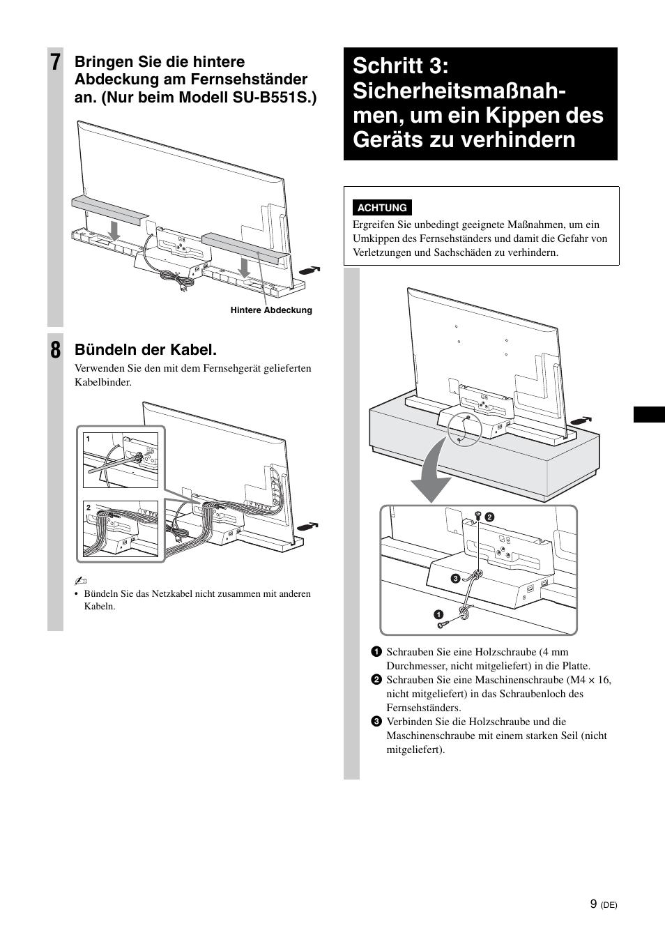 Bündeln der kabel | Sony SU-B461S User Manual | Page 45 / 255