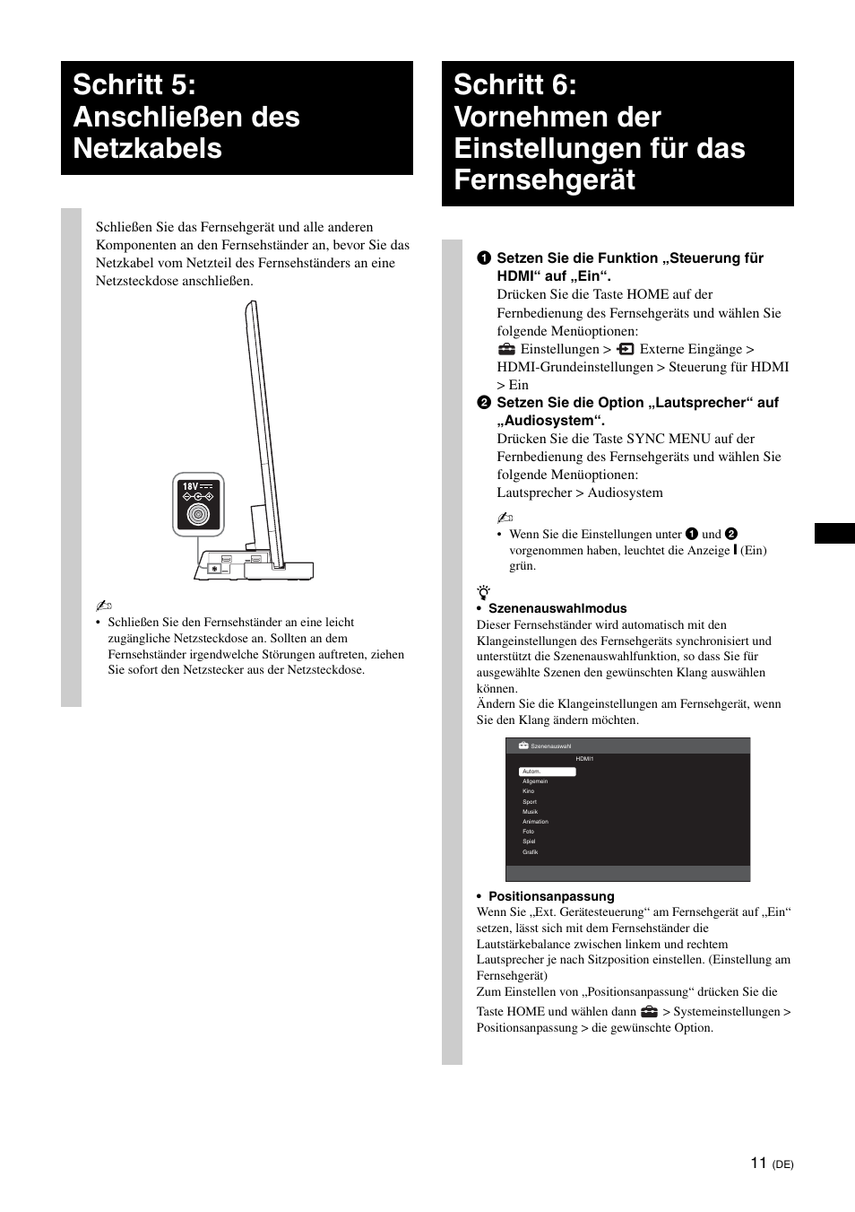 Schritt 5: anschließen des netzkabels | Sony SU-B461S User Manual | Page 47 / 255