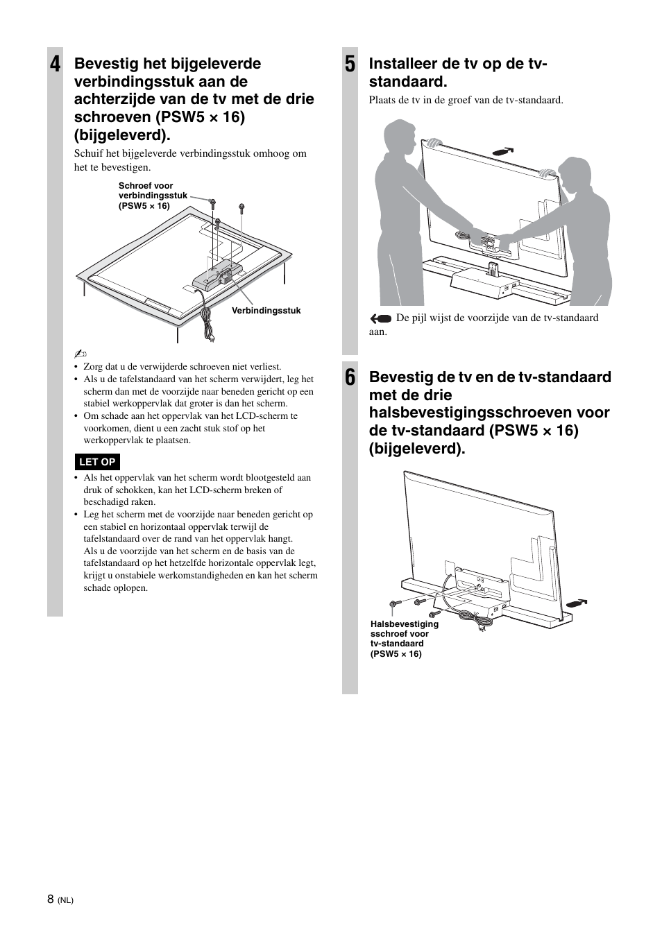 Installeer de tv op de tv- standaard | Sony SU-B461S User Manual | Page 56 / 255