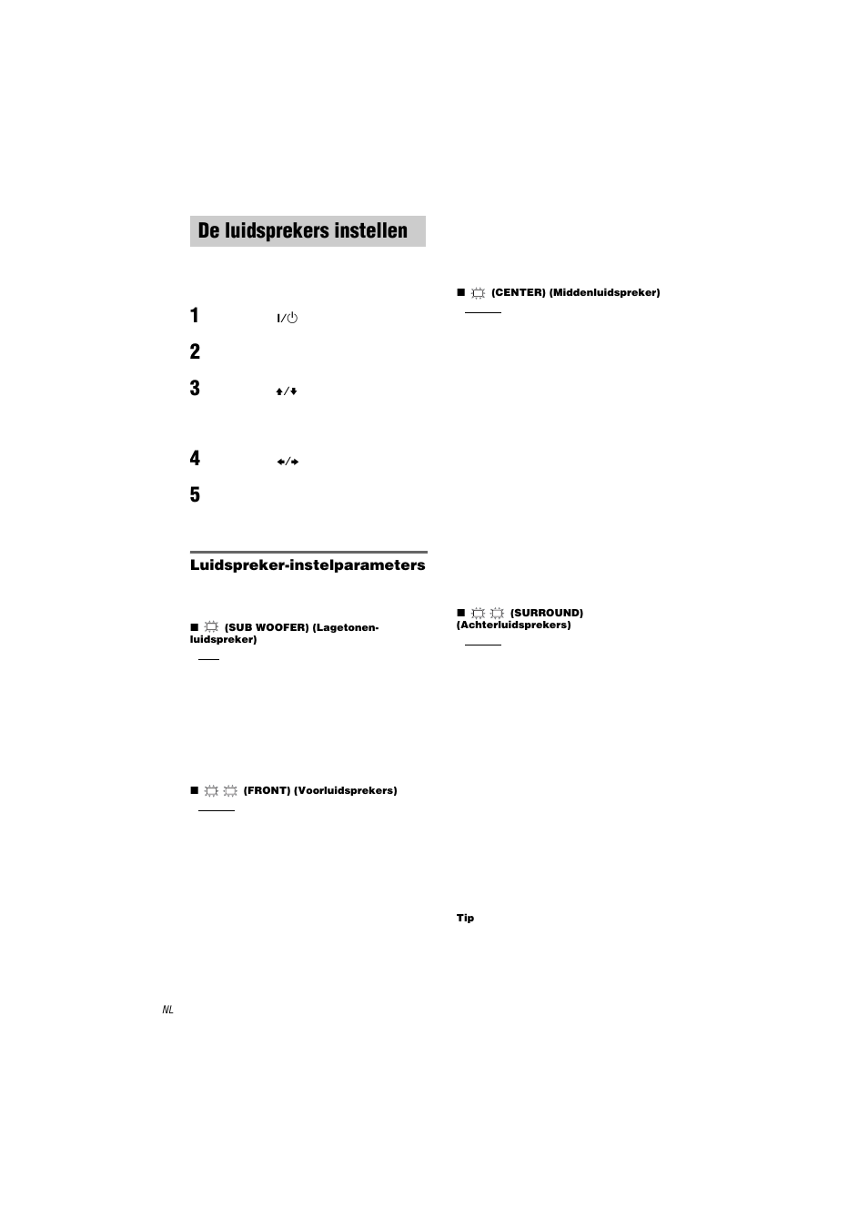 De luidsprekers instellen | Sony STR-LV500 User Manual | Page 62 / 108