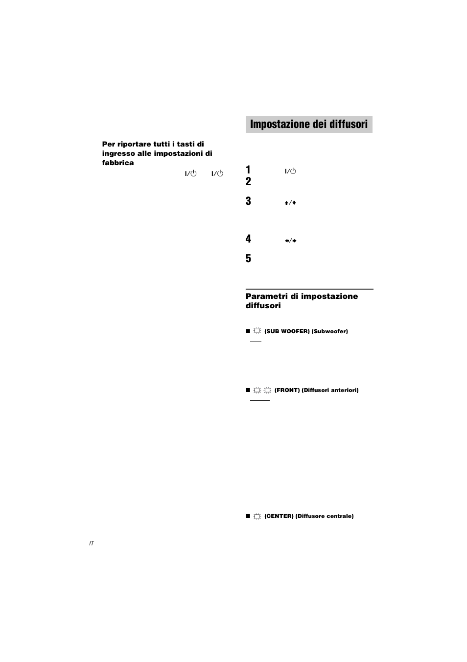 Impostazione dei diffusori | Sony STR-LV500 User Manual | Page 96 / 108