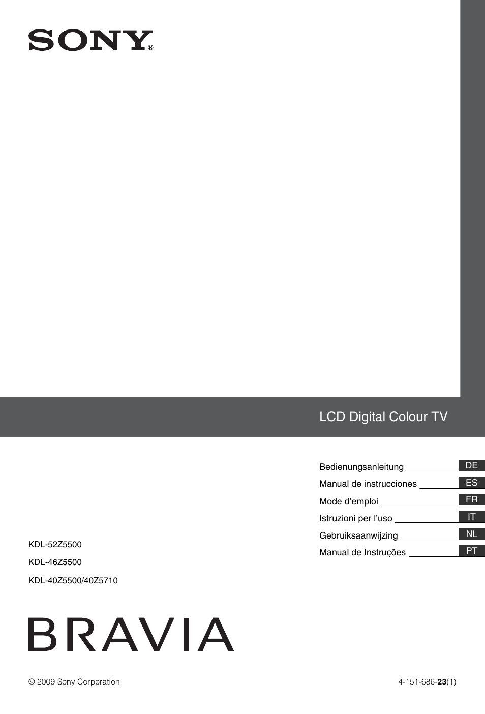 Sony KDL-46Z5500 User Manual | 160 pages