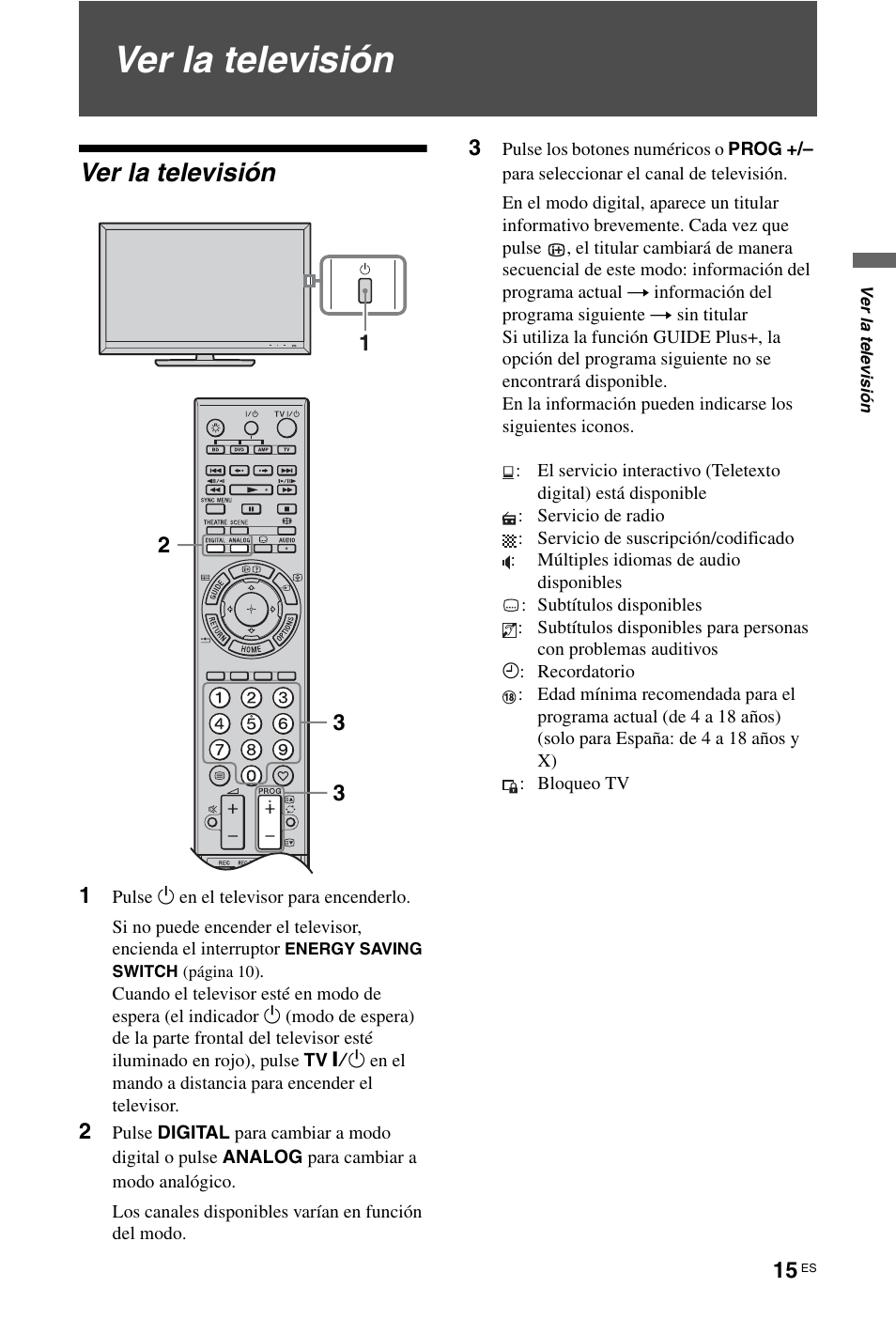 Ver la televisión | Sony KDL-46Z5500 User Manual | Page 41 / 160
