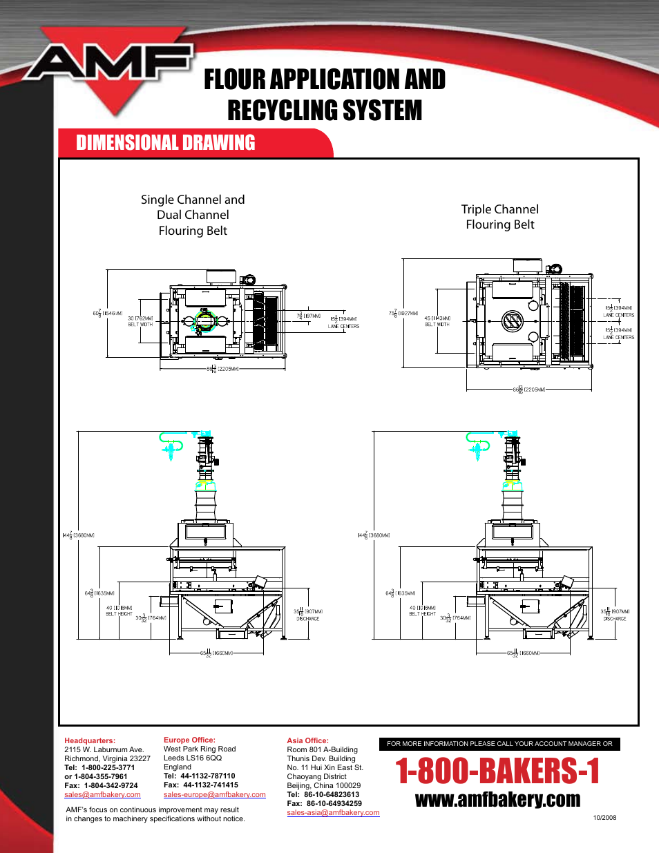 800-bakers-1, Flour application and recycling system, Dimensional drawing | AMF Flour Application and Recycling System User Manual | Page 4 / 4