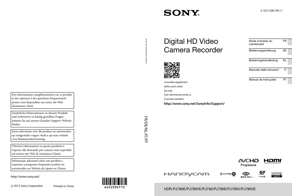 Sony HDR-PJ780VE User Manual | 371 pages
