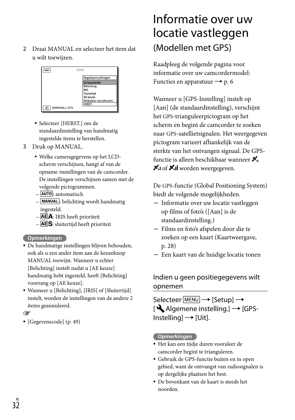 Informatie over uw locatie vastleggen, Modellen met gps) | Sony HDR-PJ780VE User Manual | Page 182 / 371