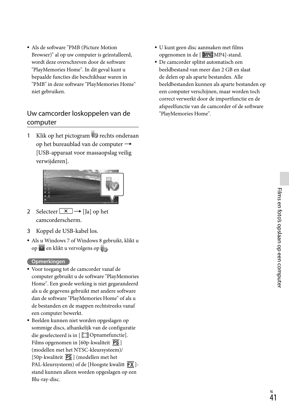 Uw camcorder loskoppelen van de computer | Sony HDR-PJ780VE User Manual | Page 191 / 371