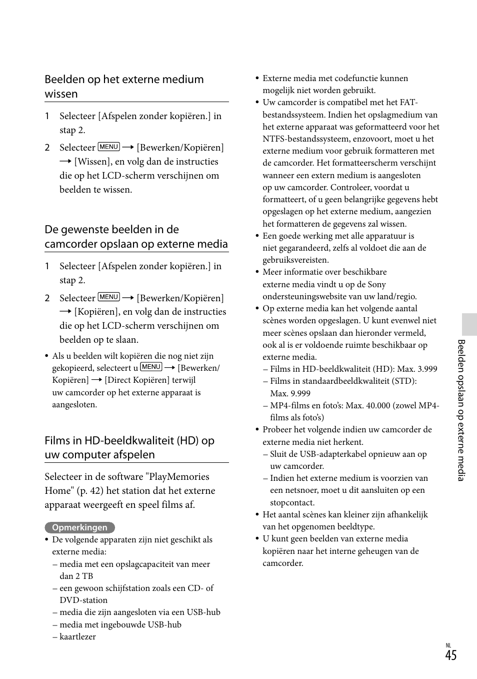 Beelden op het externe medium wissen | Sony HDR-PJ780VE User Manual | Page 195 / 371