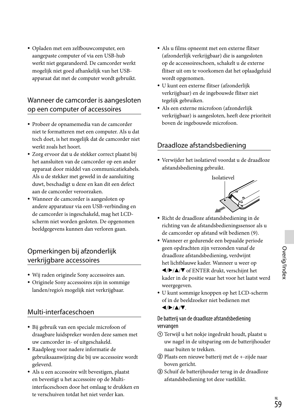 Multi-interfaceschoen, Draadloze afstandsbediening | Sony HDR-PJ780VE User Manual | Page 209 / 371