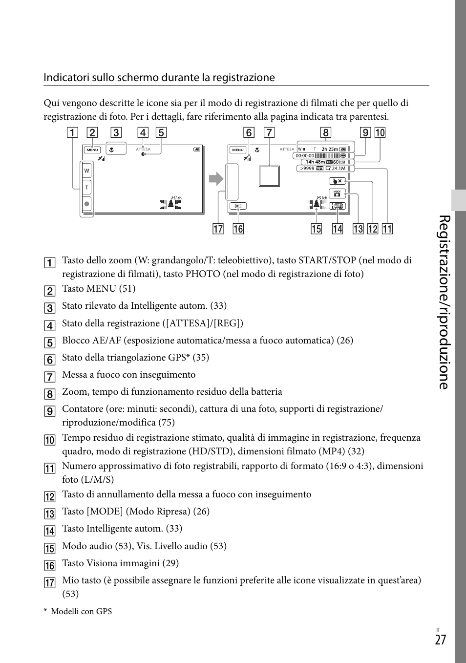 Reg istr azione/r ipr oduzione | Sony HDR-PJ780VE User Manual | Page 249 / 371