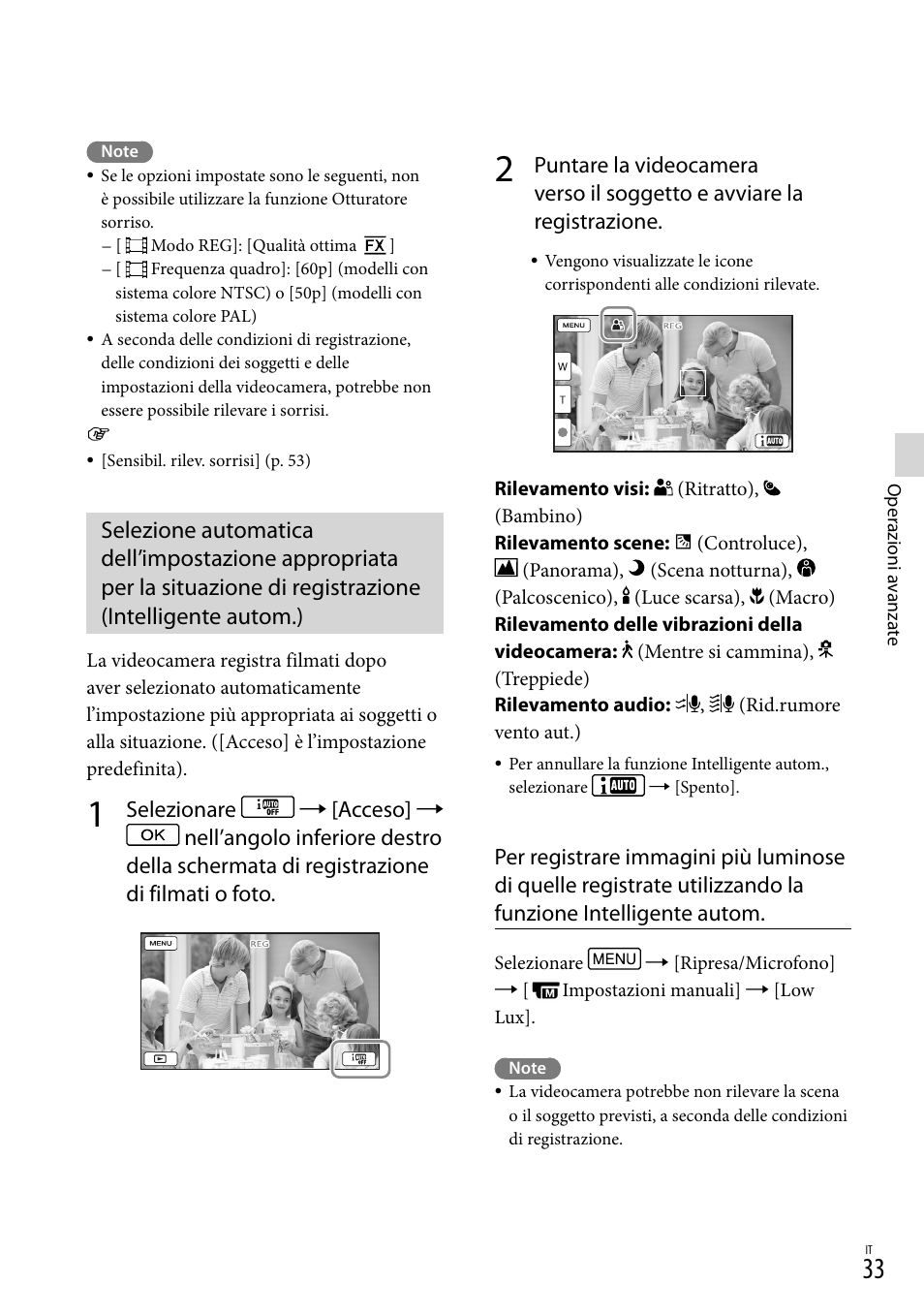 Registrazione (intelligente autom.), M. (33) | Sony HDR-PJ780VE User Manual | Page 255 / 371