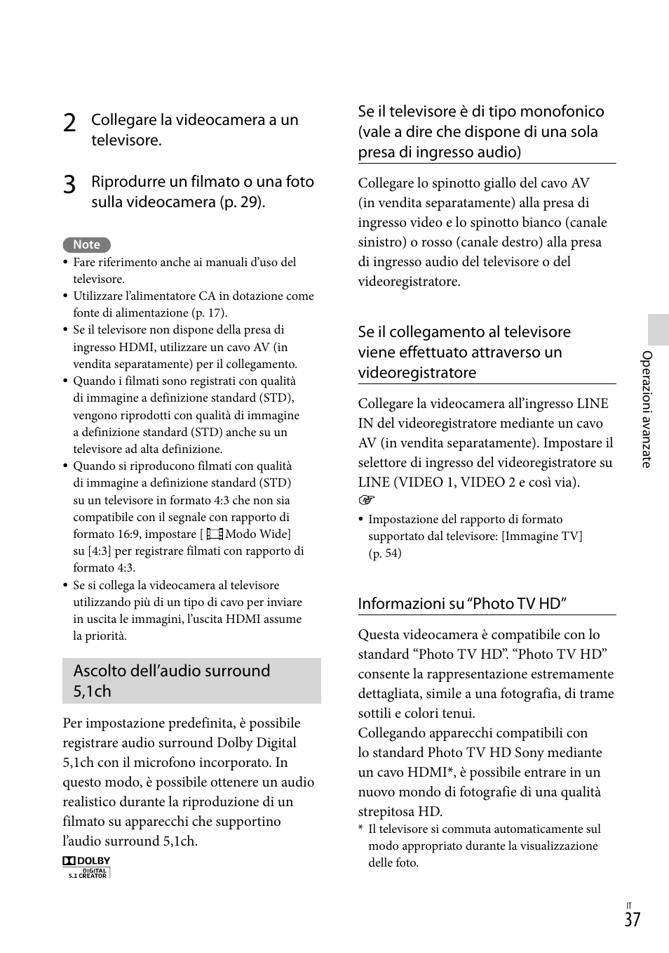 Ascolto dell’audio surround 5,1ch | Sony HDR-PJ780VE User Manual | Page 259 / 371