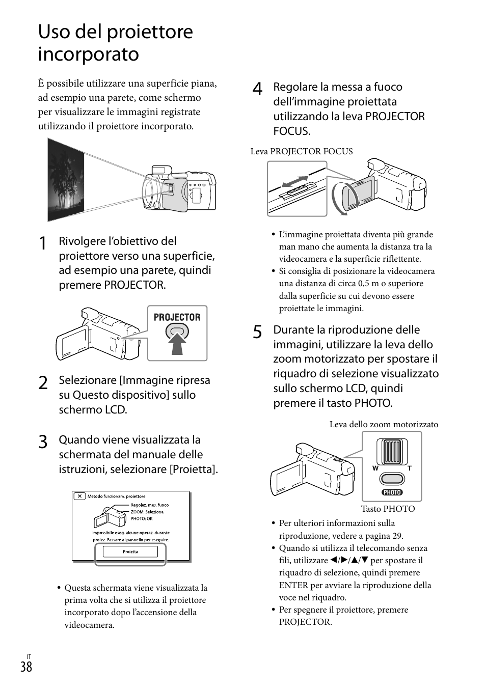 Uso del proiettore incorporato, Or focus (38), E (38) | Or (38) | Sony HDR-PJ780VE User Manual | Page 260 / 371