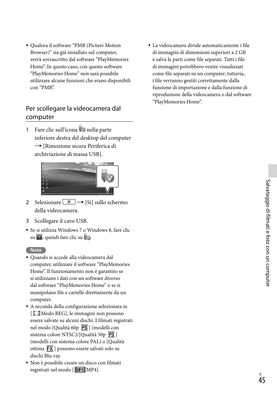 Per scollegare la videocamera dal computer | Sony HDR-PJ780VE User Manual | Page 267 / 371