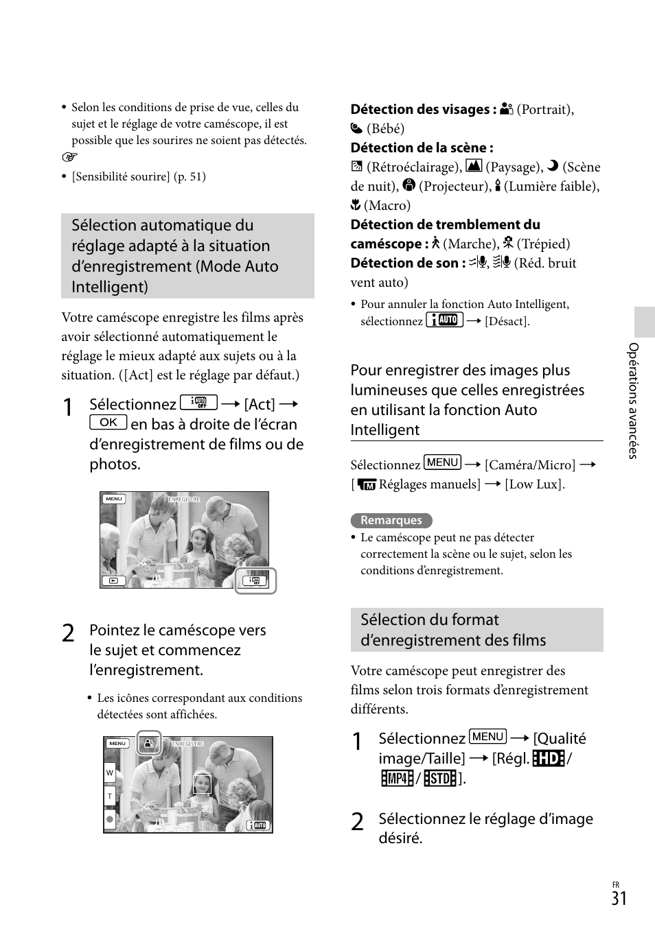 Sélection du format d’enregistrement des films, T (31) | Sony HDR-PJ780VE User Manual | Page 31 / 371