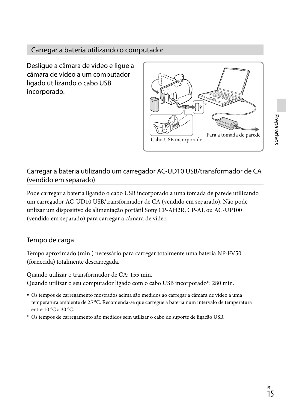 Carregar a bateria utilizando o computador, Ado (15) | Sony HDR-PJ780VE User Manual | Page 313 / 371